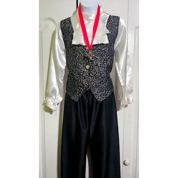 Spirit Halloween Vampire Costume Deluxe Boys 12-14 Cape Fangs Shirt Dracula Kids - Picture 3 of 8